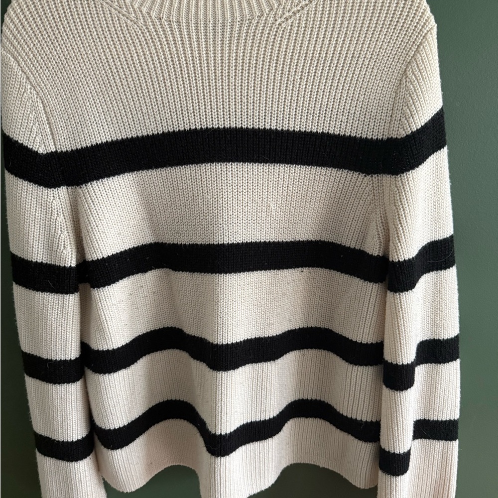 Banana Republic Black and Cream Striped Sweater